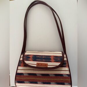 Stylish Brown and Blue Striped Women's- artisan Guatemalan bag